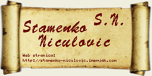Stamenko Niculović vizit kartica